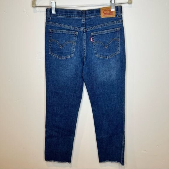 Levi’s Girls High Rise Ankle Straight Jeans with Raw Hem, Size 12 - Picture 3 of 10